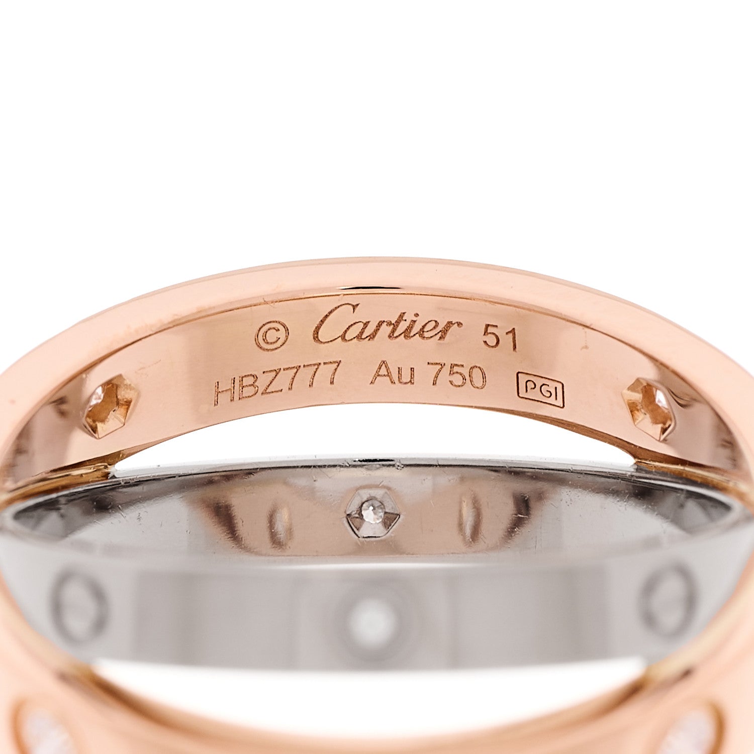 Cartier 18K Pink White Gold 6 Diamond LOVE Ring 51 5.75 6 of 6