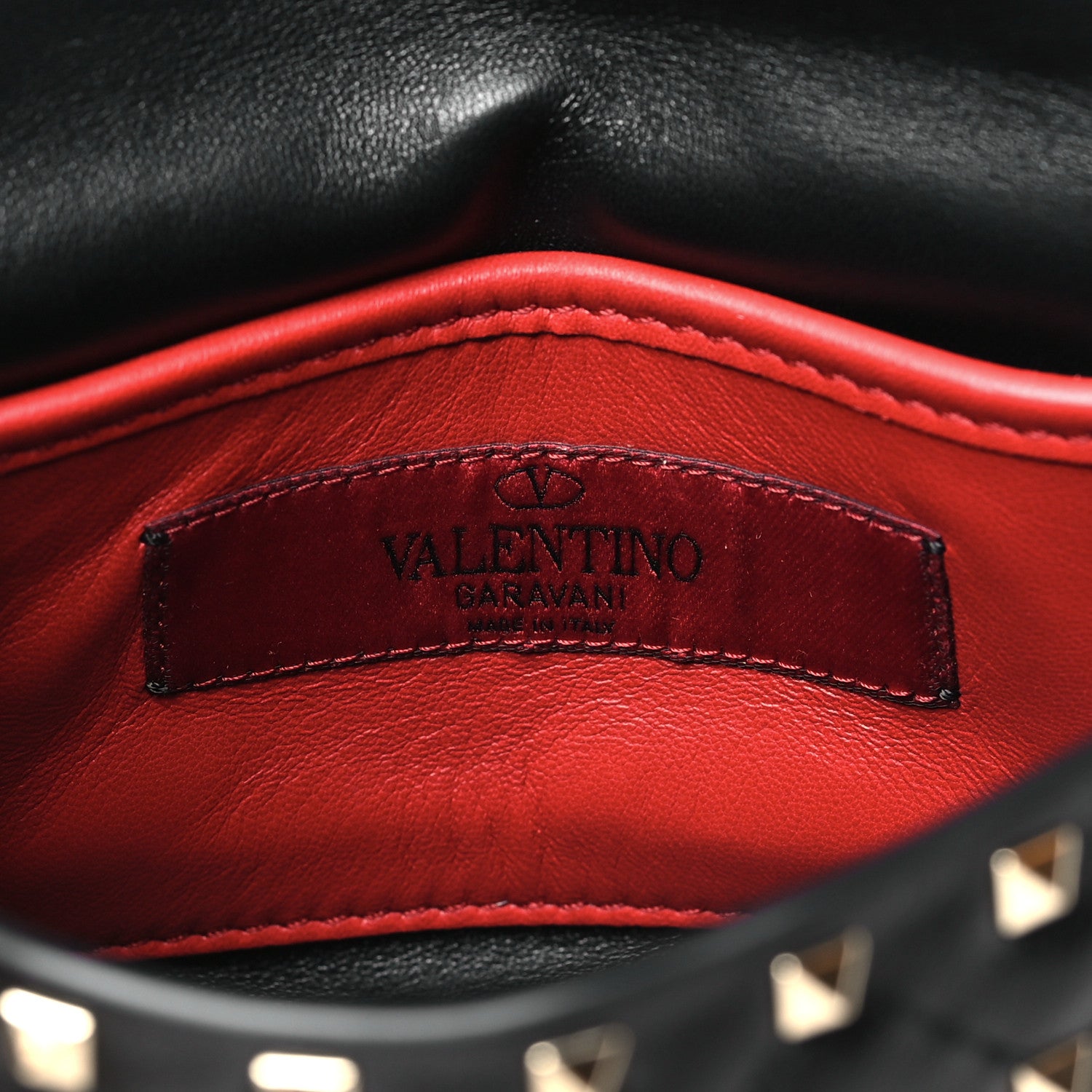Valentino Garavani Craquele Nappa Small Rockstud Spike Shoulder Bag Black 6 of 9