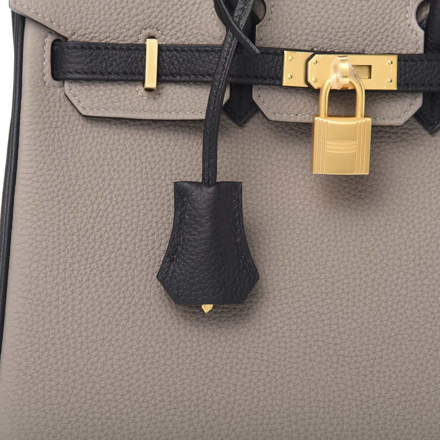 Togo Horseshoe Birkin 25 Gris Asphalt Black