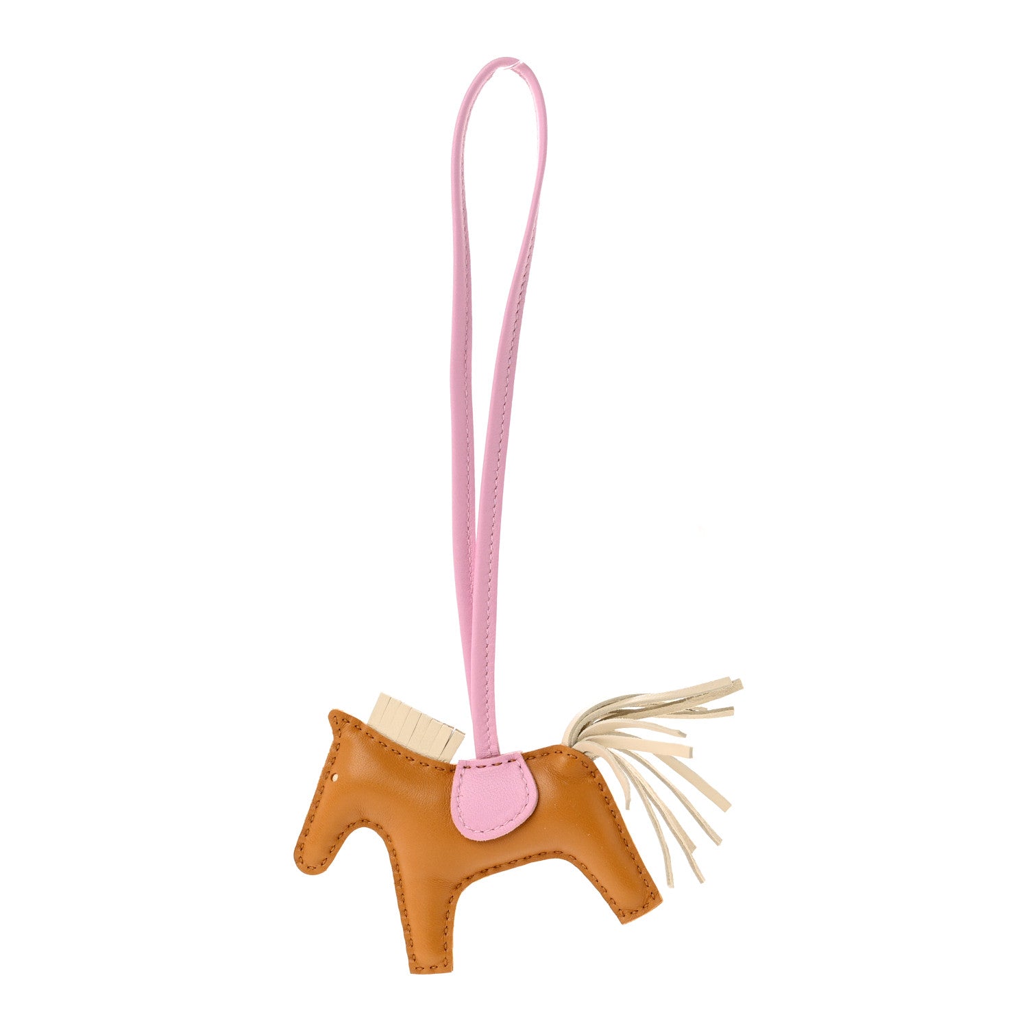 Hermes Milo Lambskin Grigri Rodeo Horse Bag Charm PM Sesame Mauve Sylvestre Craie 1 of 5