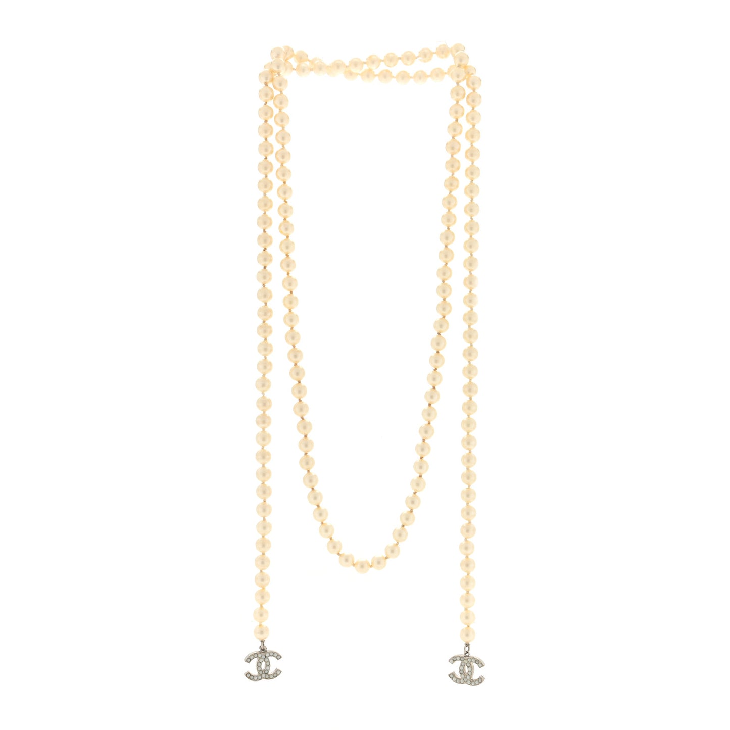 Pearl CC Wrap Around Necklace Light Gold