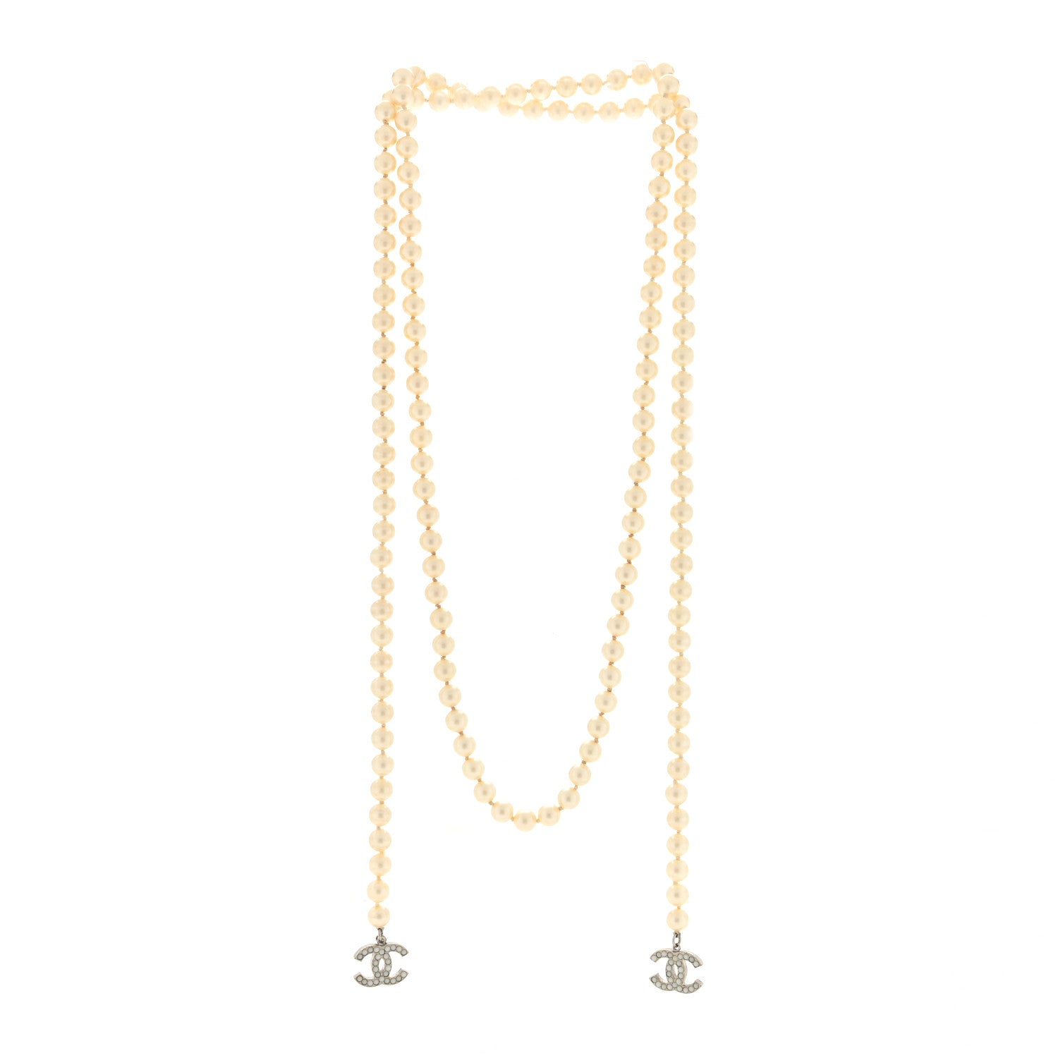 Chanel Pearl CC Wrap Around Necklace Light Gold 3 of 4