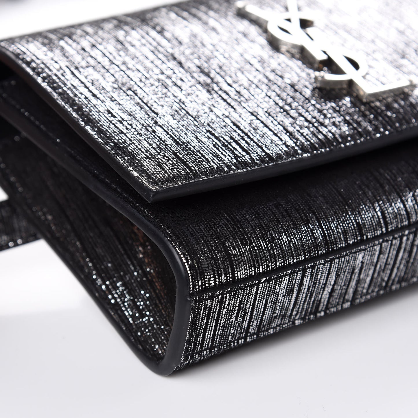 Metallic Lambskin Lame Kate Belt Bag Black Platine