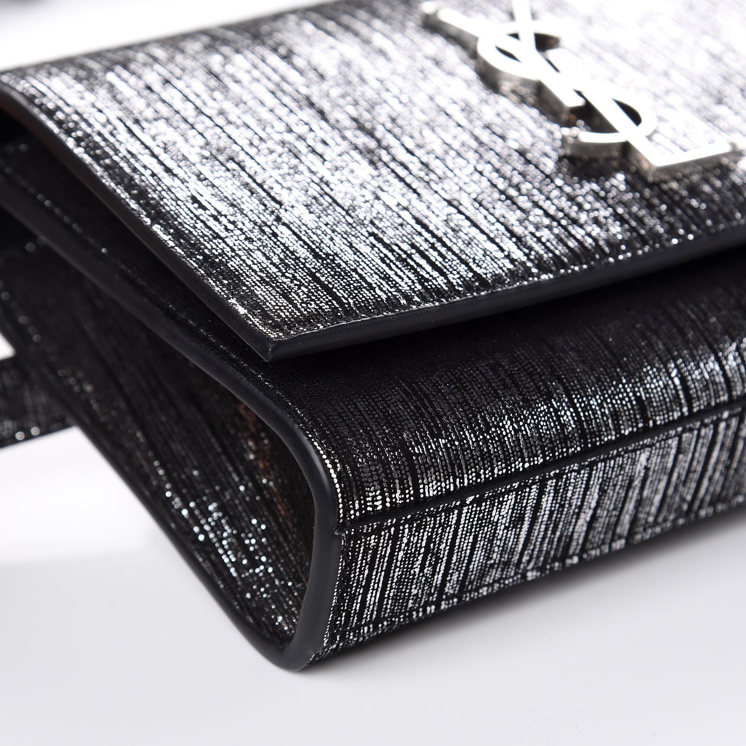 Saint Laurent Metallic Lambskin Lame Kate Belt Bag Black Platine 7 of 8