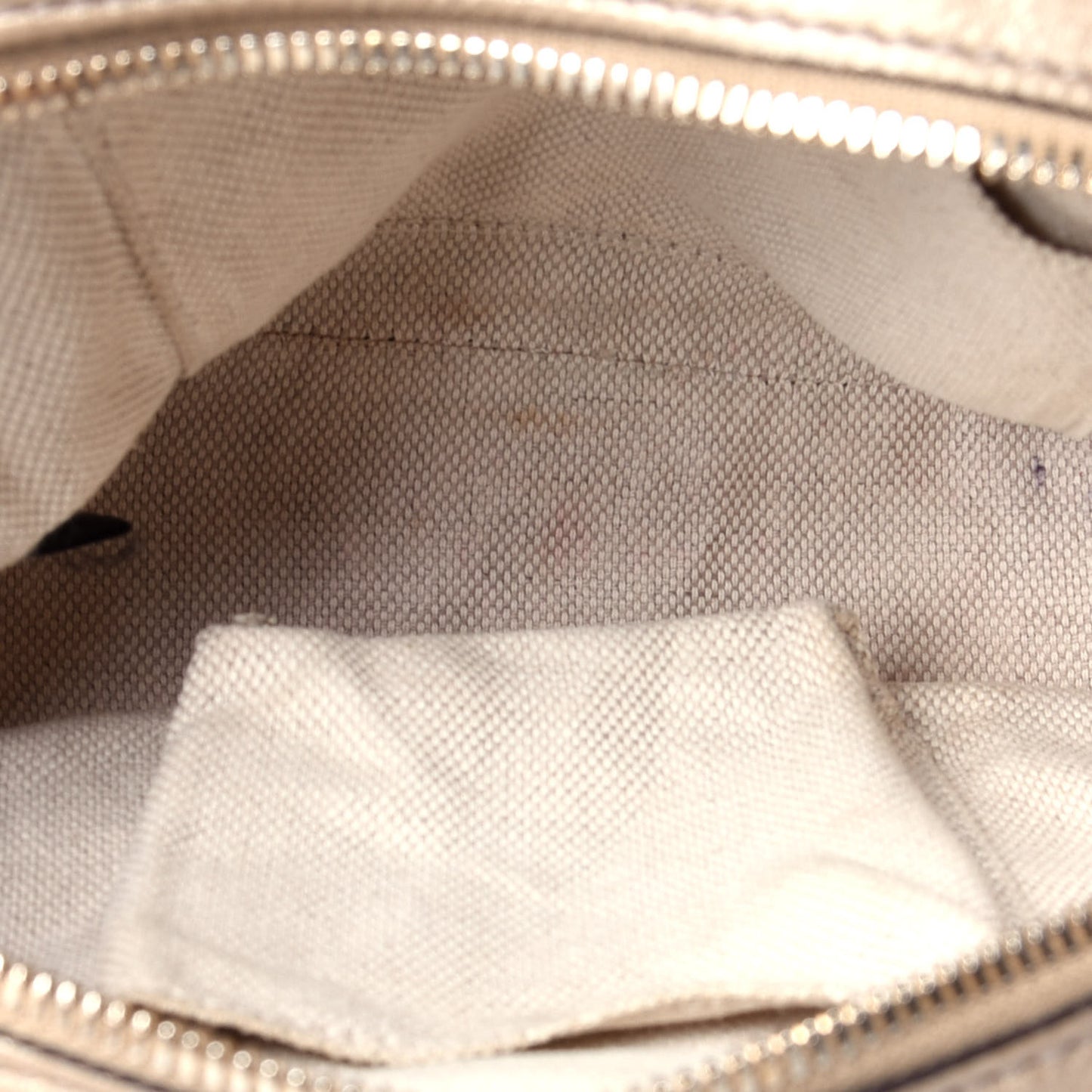 Metallic Pebbled Calfskin Small Soho Disco Bag Golden Beige