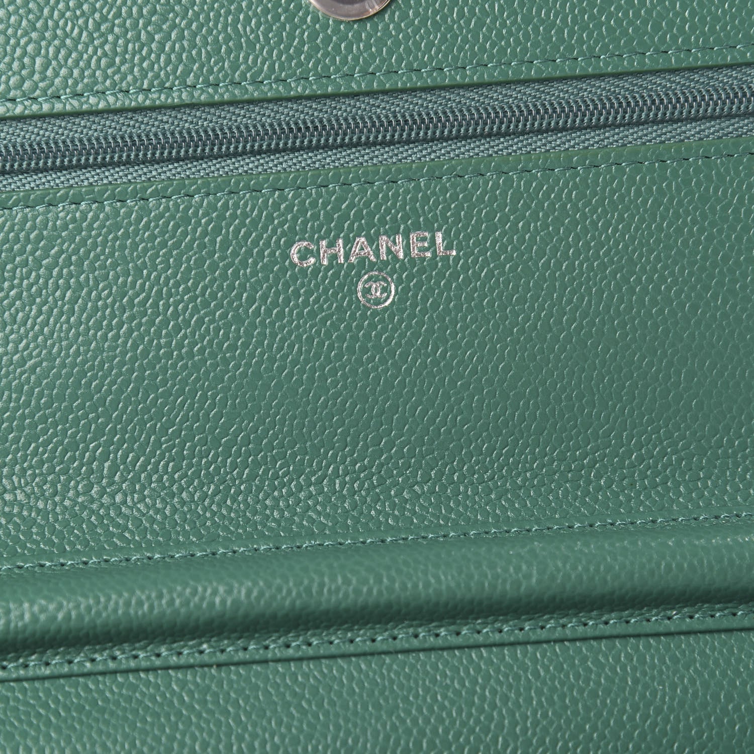 Chanel Iridescent Caviar Quilted Wallet On Chain WOC Green 8 of 11