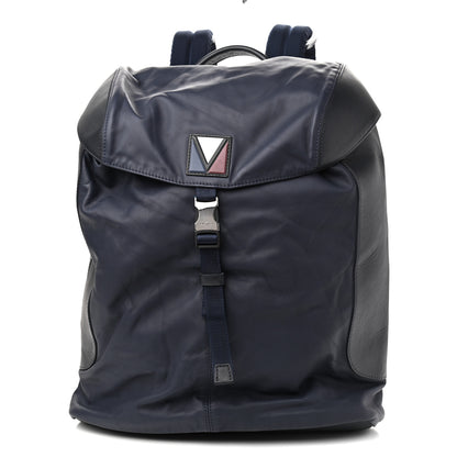 Louis Vuitton Calfskin Nylon V Line Pulse Backpack Navy Black 1 of 9