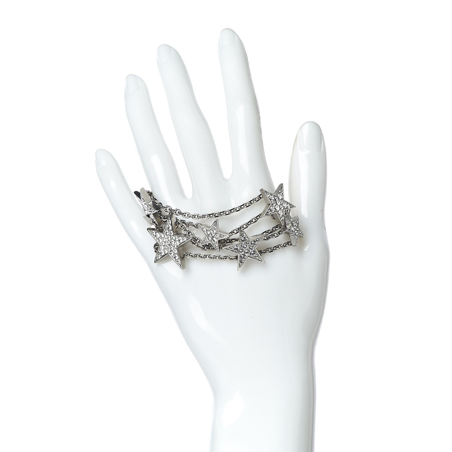 Crystal Star CC Multi Strand Bracelet Silver