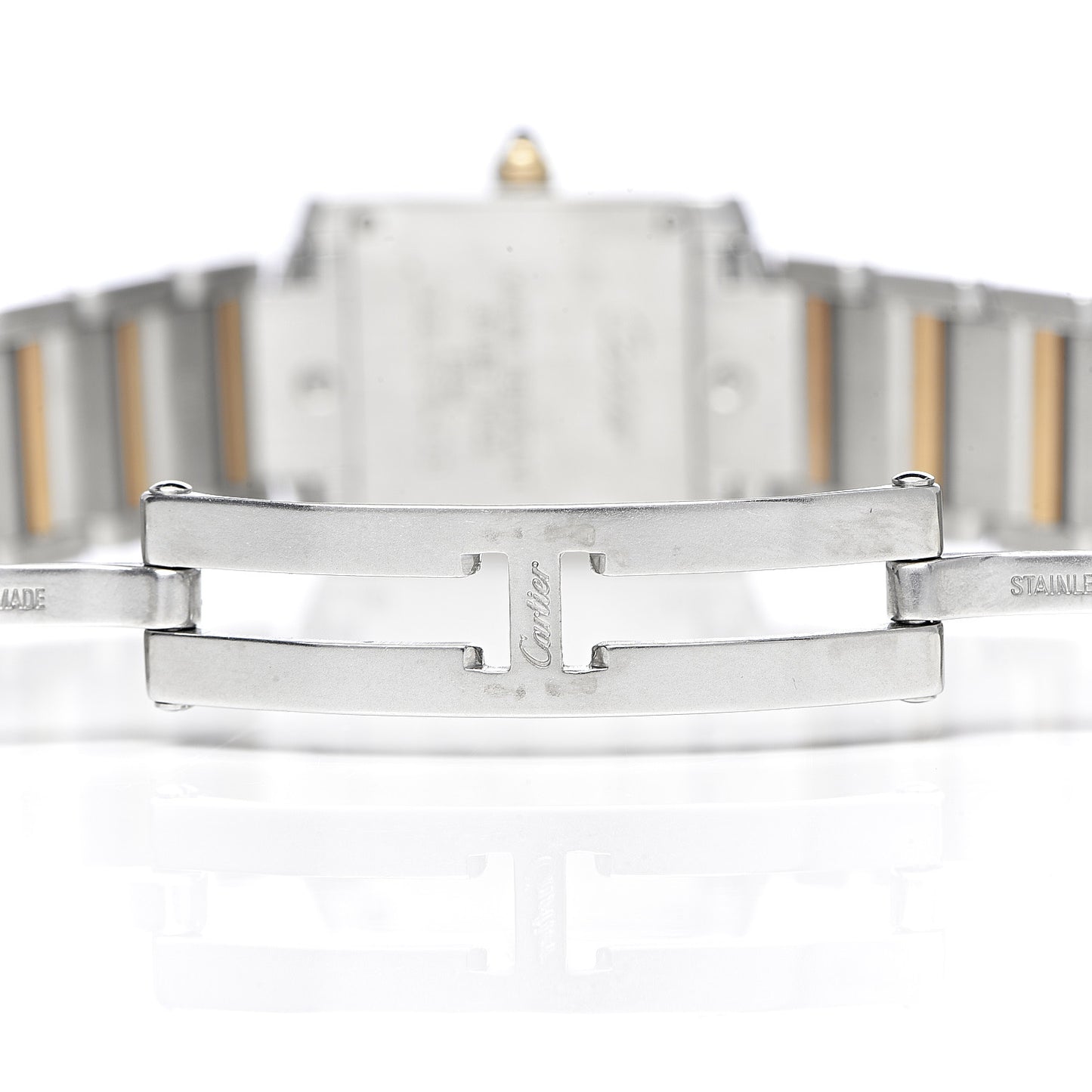 Stainless Steel 18K Yellow Gold 20mm Tank Francaise Quartz Watch