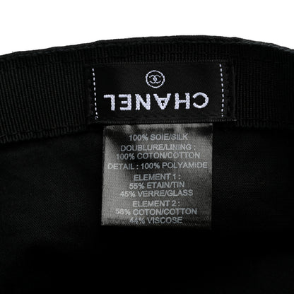 Chanel Silk Pearl CC Cap Hat Black 8 of 10