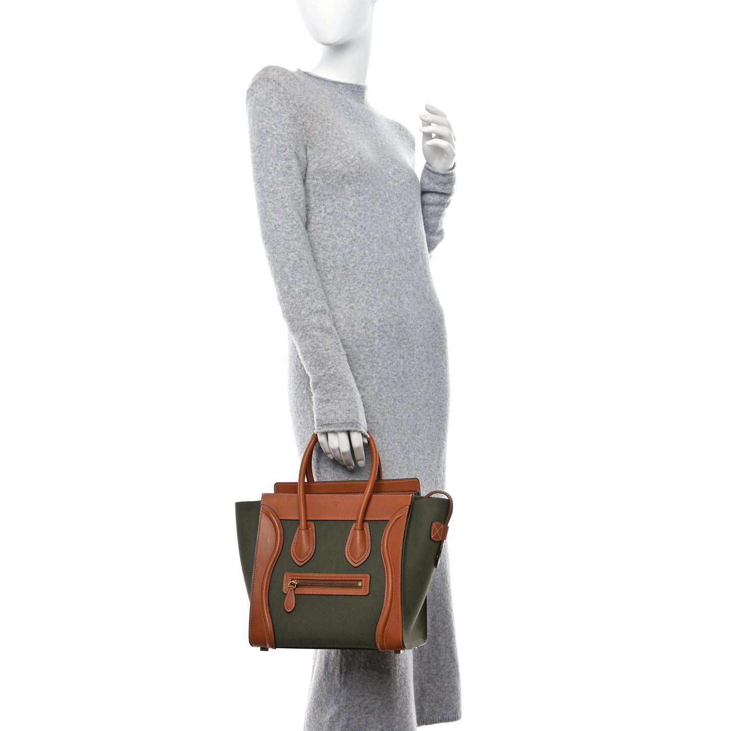 Smooth Calfskin Micro Luggage Multicolor Khaki Tan