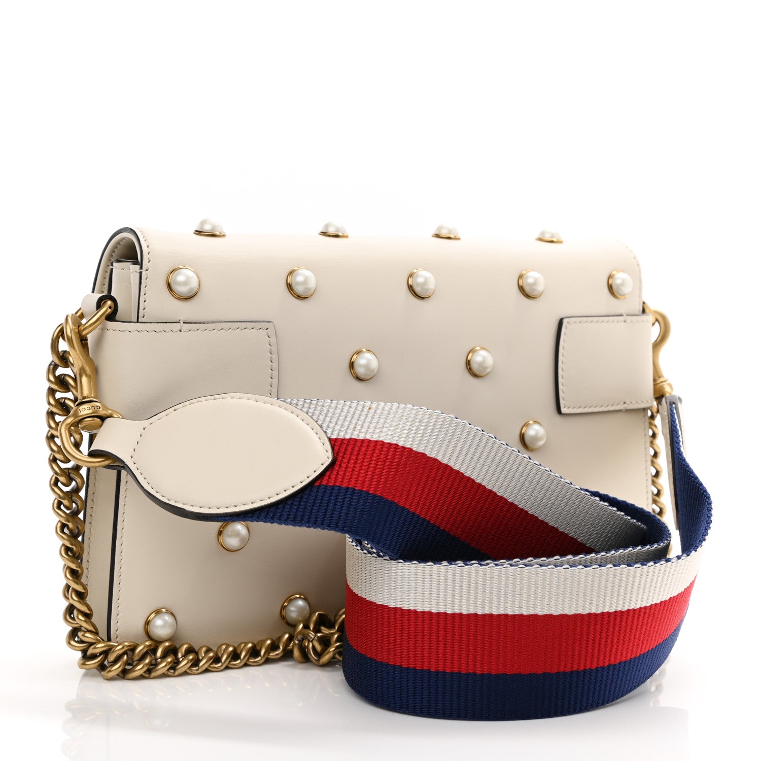 Gucci Nappa Pearl Studded Mini Queen Margaret Broadway Shoulder Bag Mystic White 5 of 15
