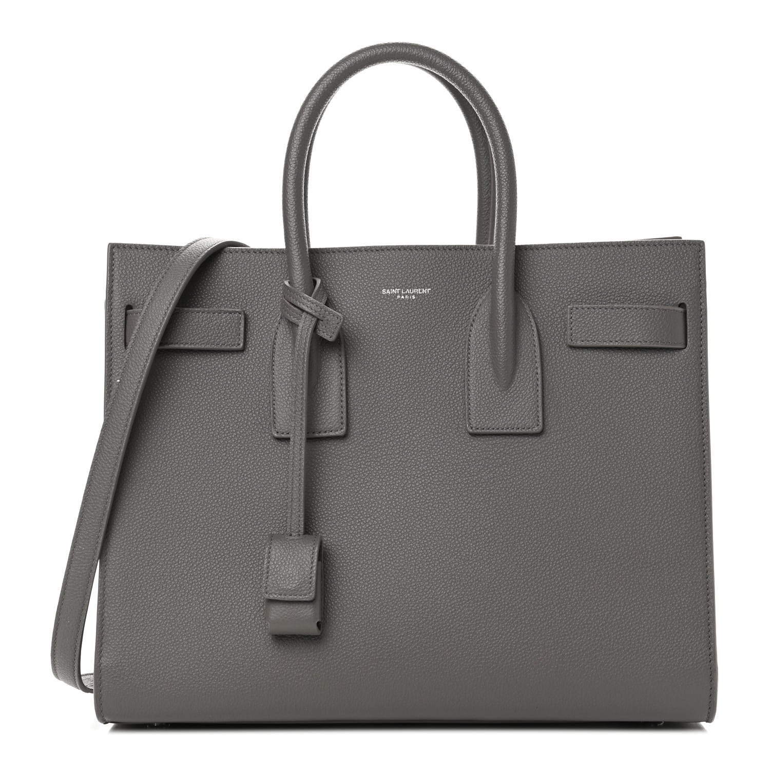 Saint Laurent Grained Calfskin Small Sac De Jour Fog 1 of 7