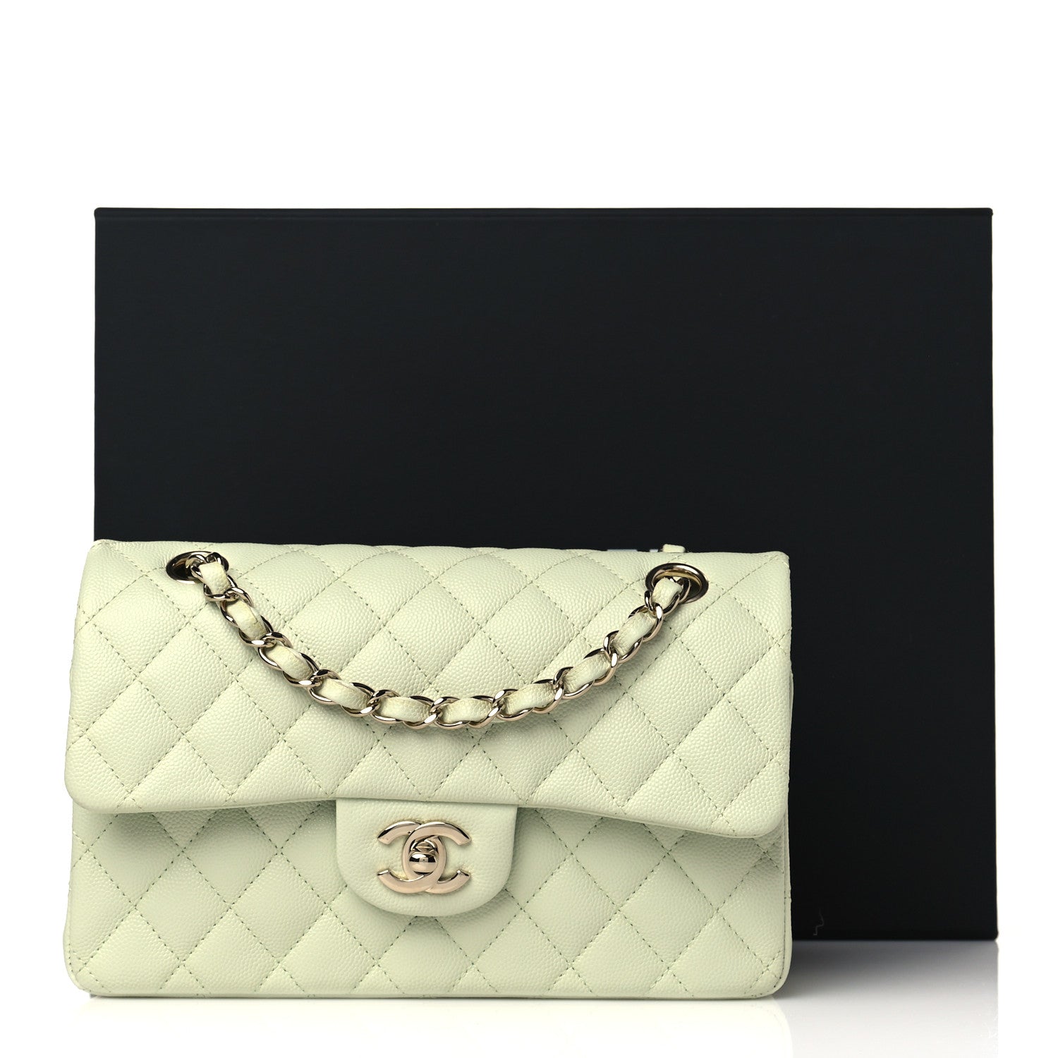 Chanel Caviar Quilted Small Double Flap Light Green 10 of 10