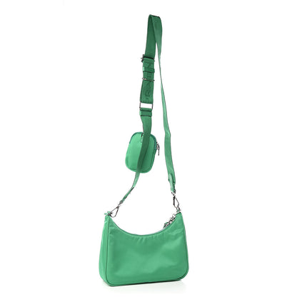 Prada Nylon Re-Edition 2005 Shoulder Bag Menta 3 of 9