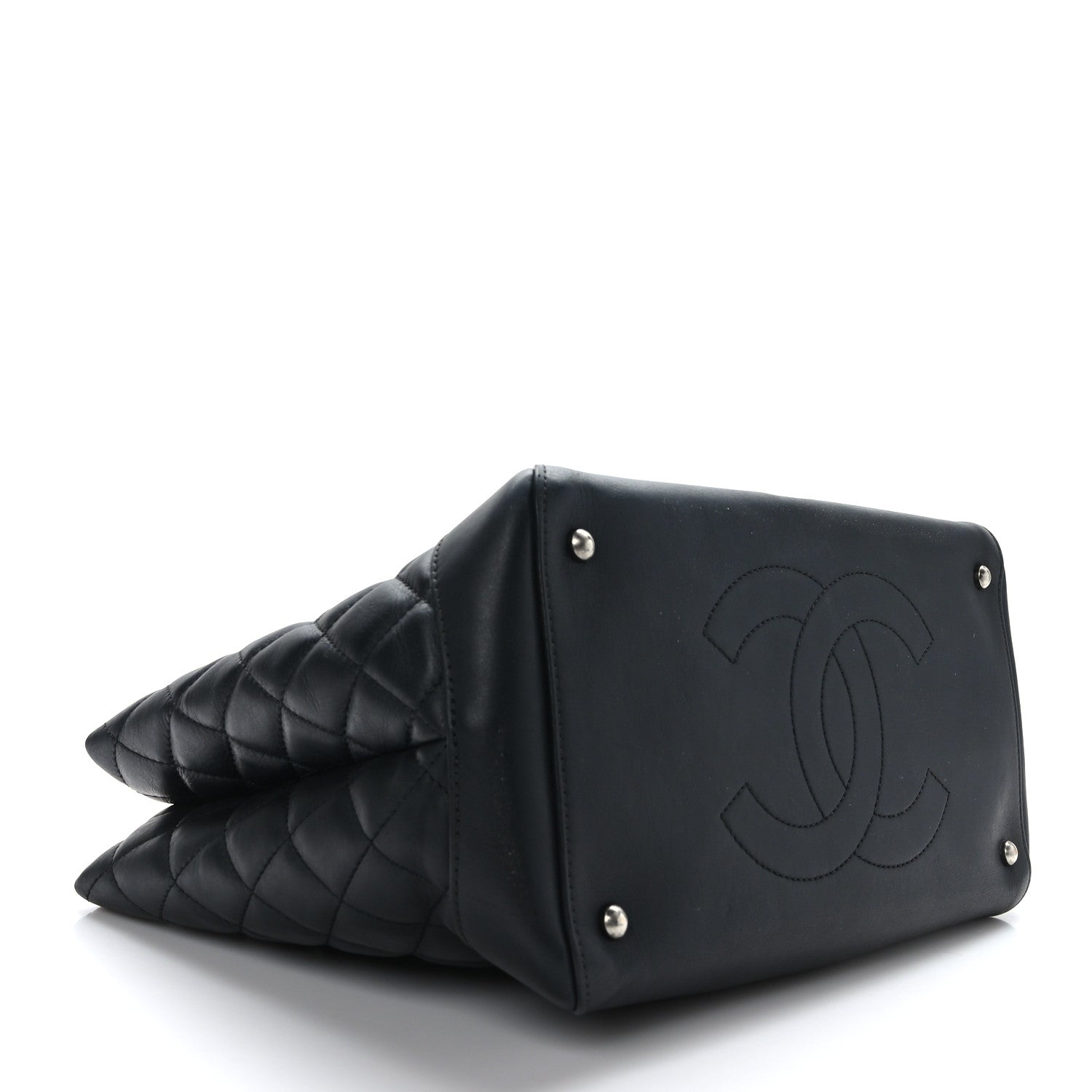 Chanel Calfskin Quilted Small Easy Shopping Tote Black 4 of 11