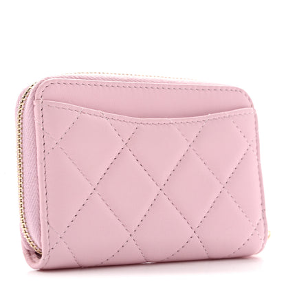 Chanel Lambskin Quilted Zip Around Coin Purse Light Pink 3 of 10