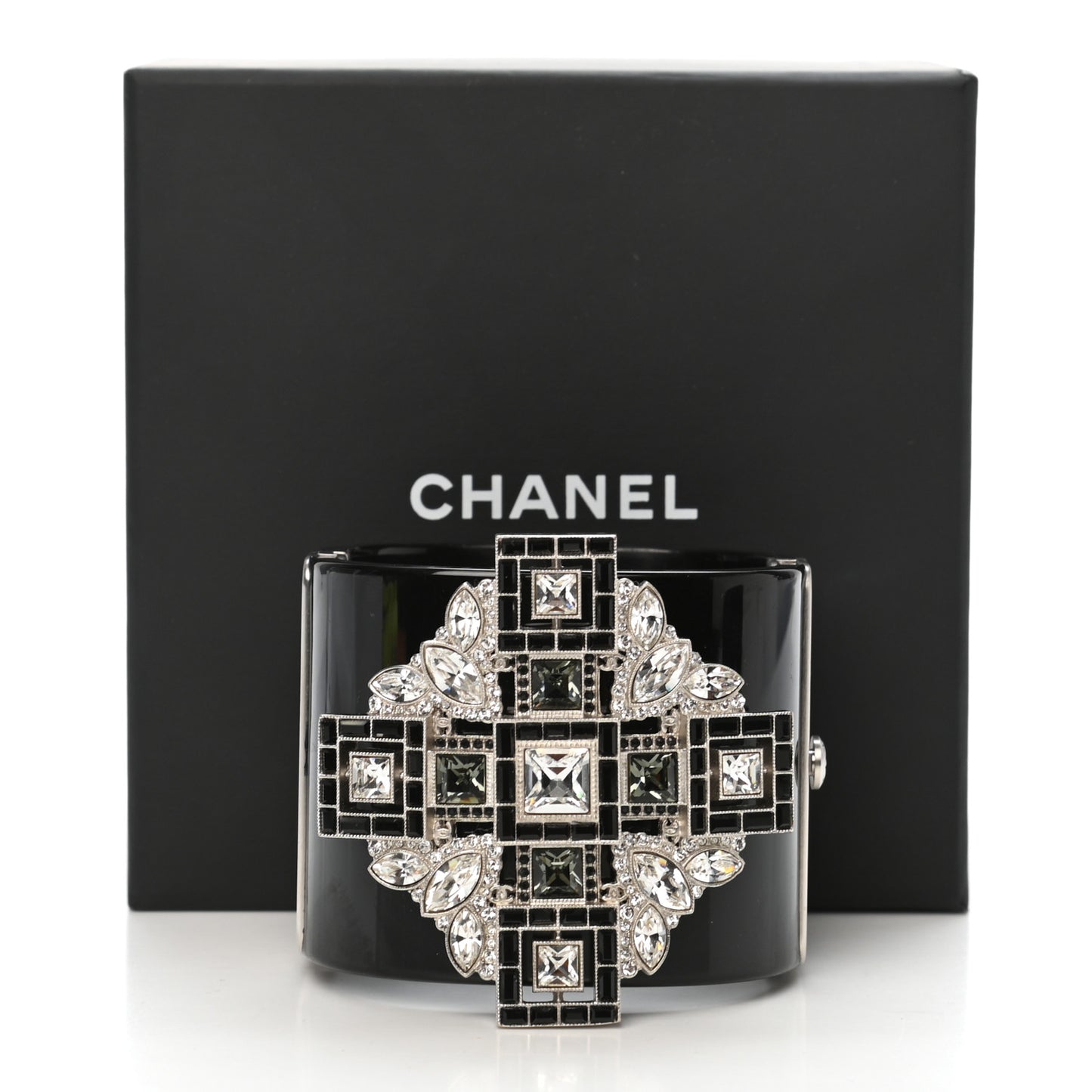 Resin Crystal CC Cross Cuff Black