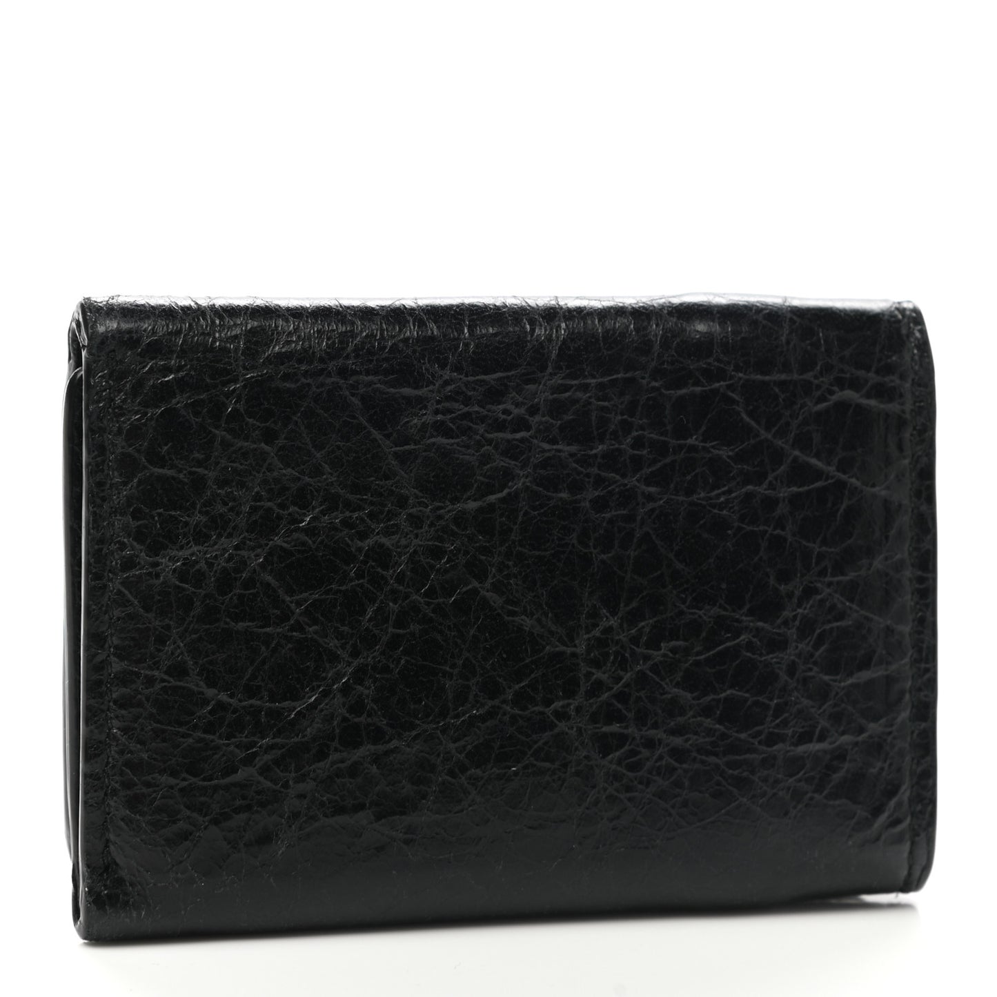 Agneau Arena Classic Gold Hardware Mini Wallet Black