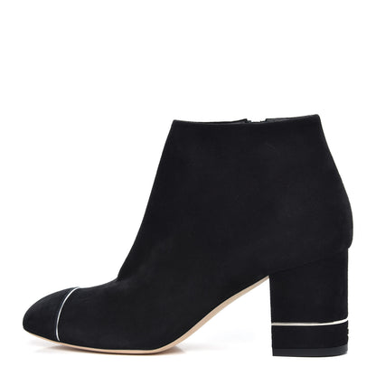Chanel Suede CC Cap Toe Ankle Booties Boots 38 Black 1 of 8