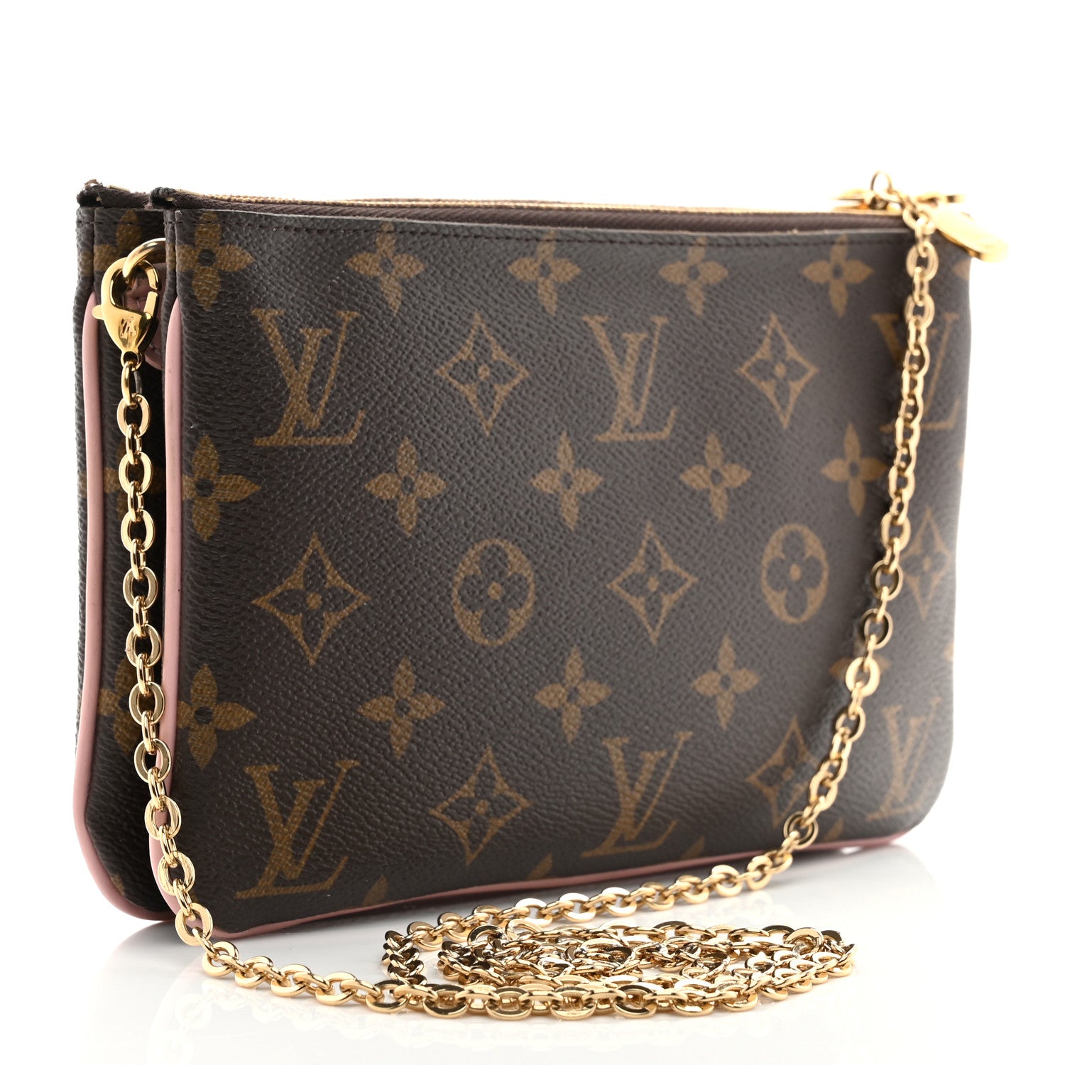 Louis Vuitton Monogram 2020 Christmas Animation Big Wheel Double Zip Pochette Rose Ballerine 3 of 12