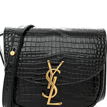 Saint Laurent Crocodile Embossed Calfskin Small Kaia Satchel Black 7 of 9