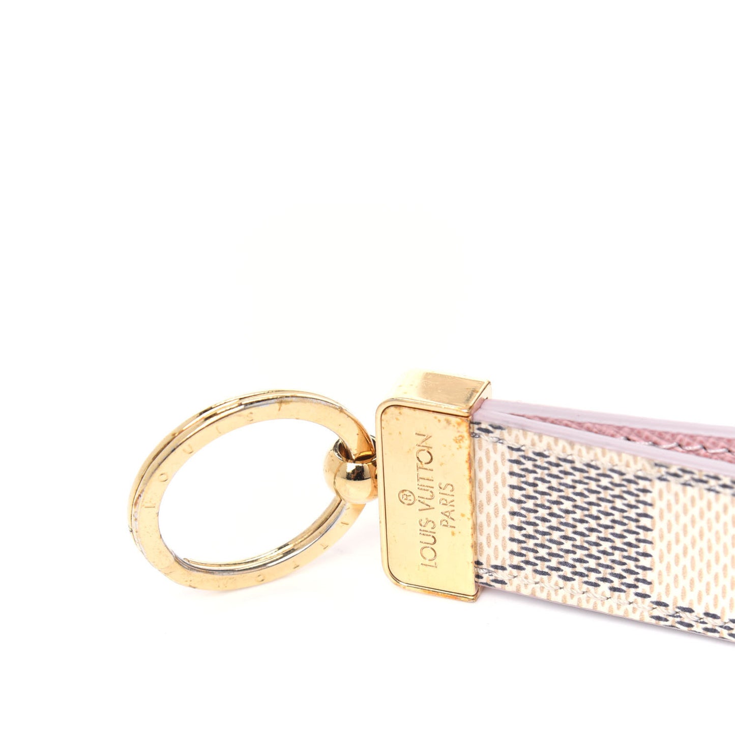 Damier Azur Dragonne Key Holder Rose Ballerine