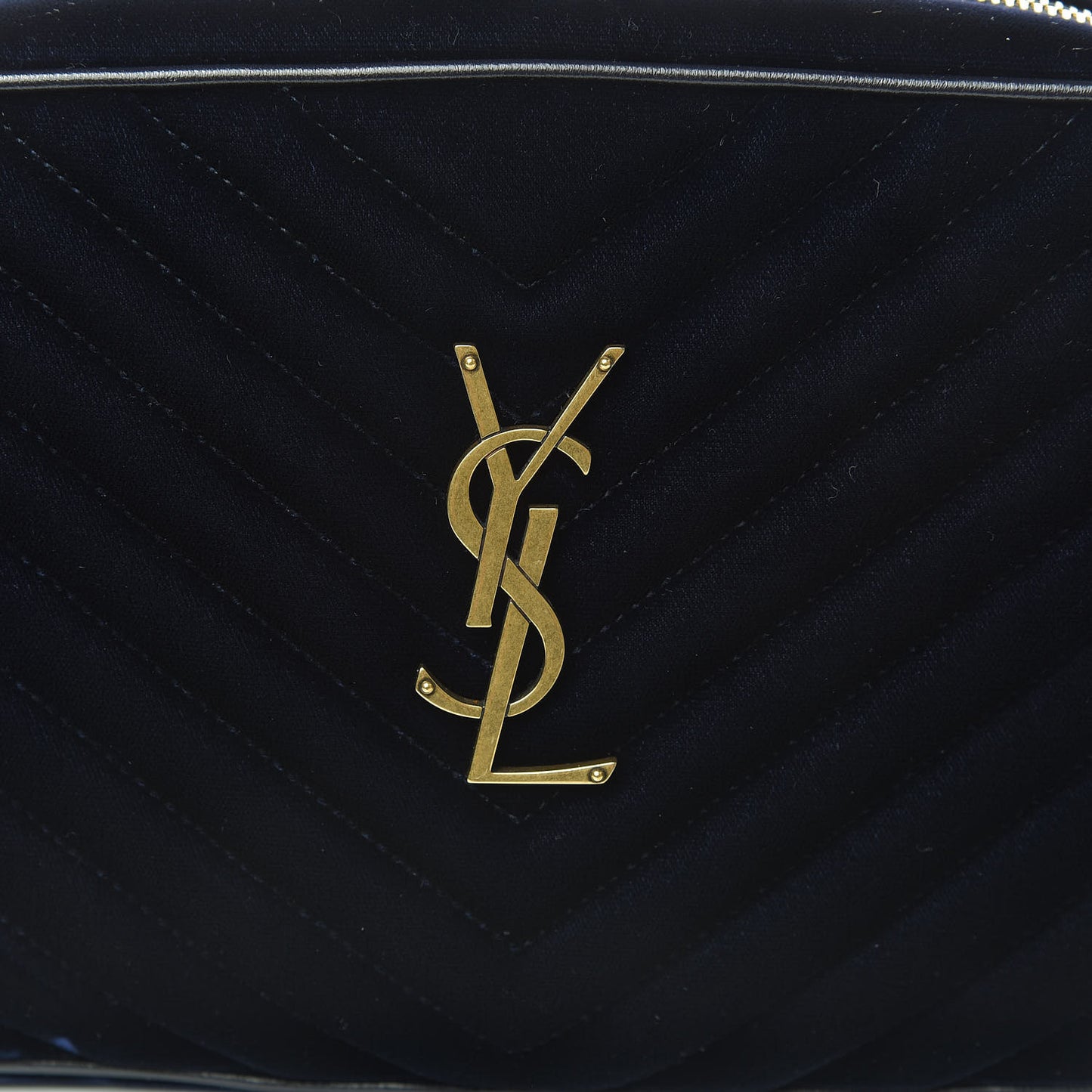 Velvet Matelasse Monogram Lou Camera Bag Navy