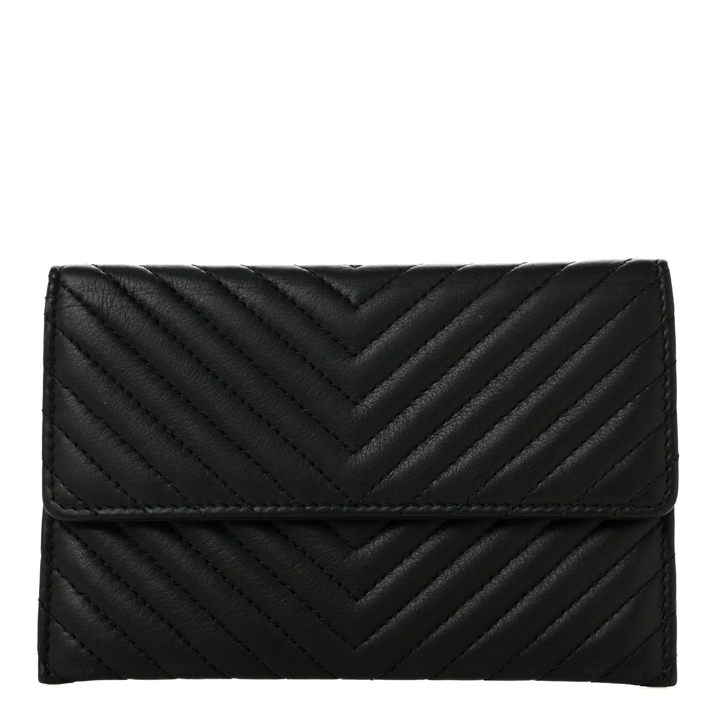 Sheepskin Chevron Card Holder Wallet Black