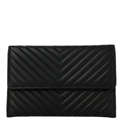 Chanel Sheepskin Chevron Card Holder Wallet Black 1 of 9