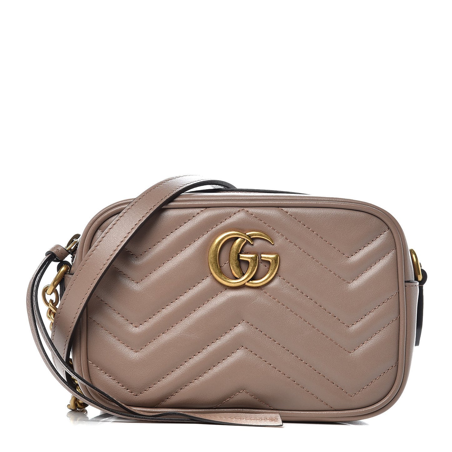 Calfskin Matelasse Mini GG Marmont Chain Shoulder Bag Porcelain Rose