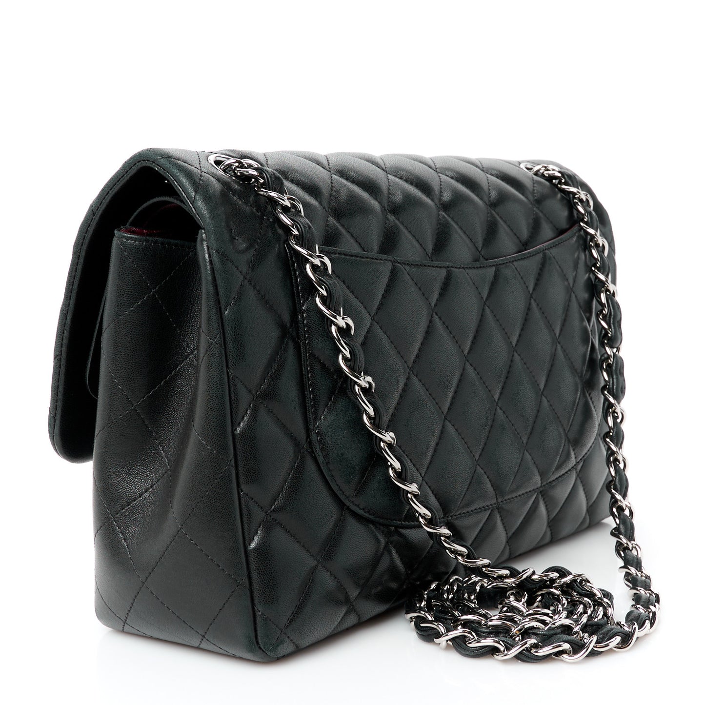 Lambskin Quilted Jumbo Double Flap Black