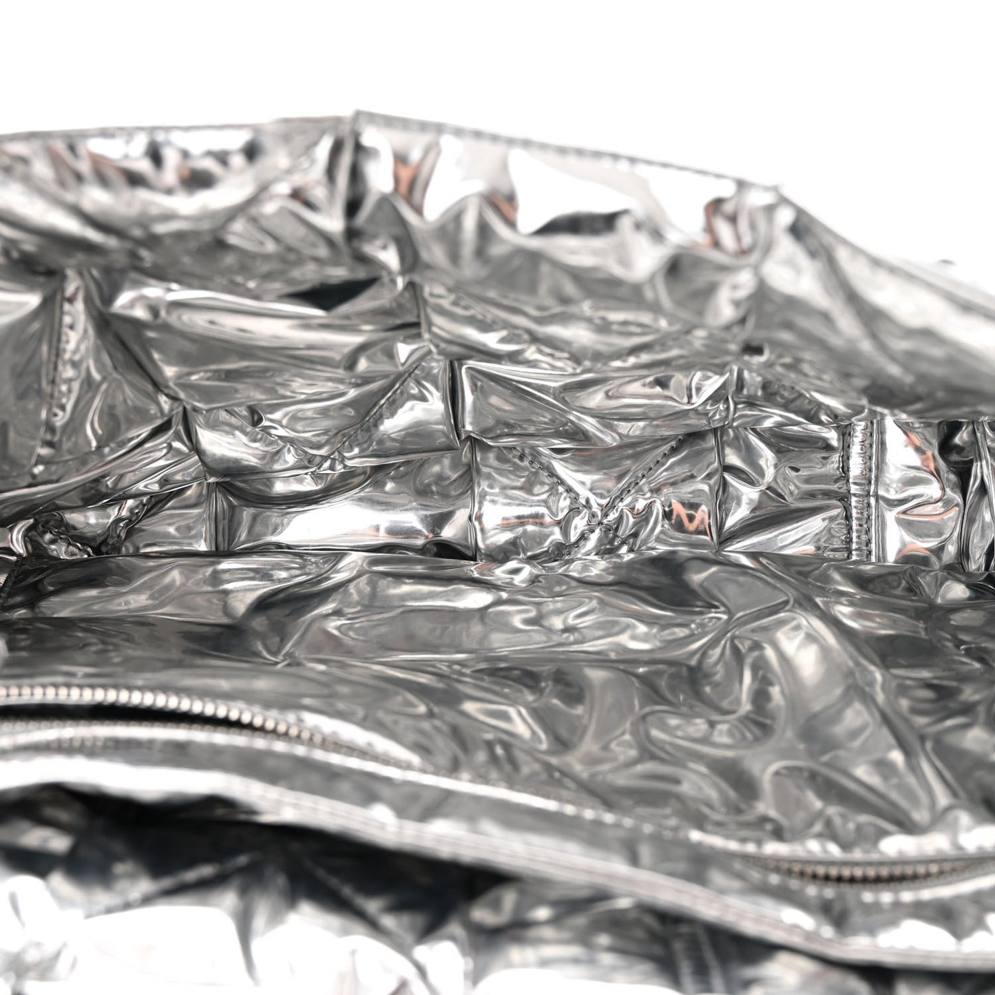 Metallic Calfskin Maxi Intrecciato Padded Cassette Crossbody Bag Silver