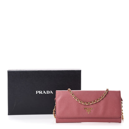 Prada Saffiano Metal Oro Chain Wallet Peonia 12 of 12
