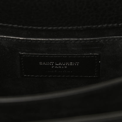 Saint Laurent Grained Calfskin Medium Monogram Sunset Satchel Black 7 of 15
