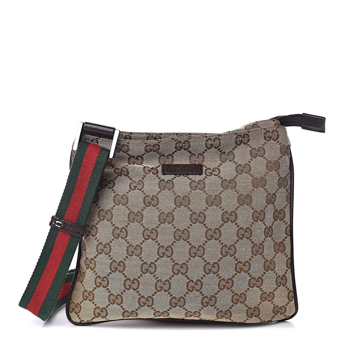 Monogram Web Small Flat Messenger Bag Brown