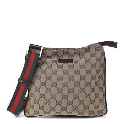 Gucci Monogram Web Small Flat Messenger Bag Brown 1 of 11