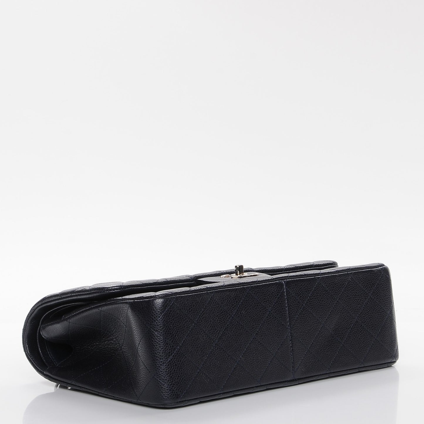 Caviar Quilted Jumbo Double Flap Navy Blue