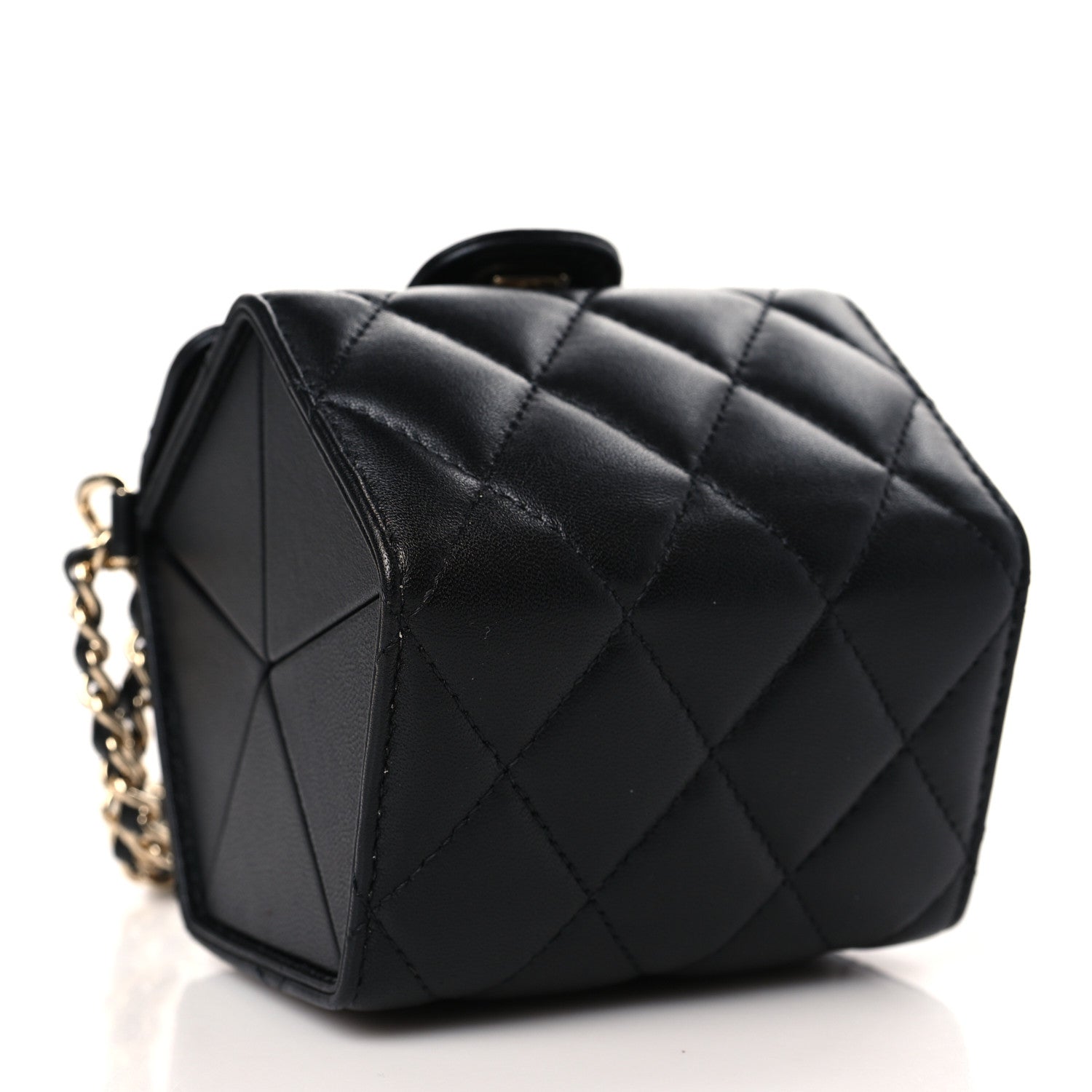 Chanel Lambskin Quilted Foldable Jewelry Box With Chain Black 5 of 11