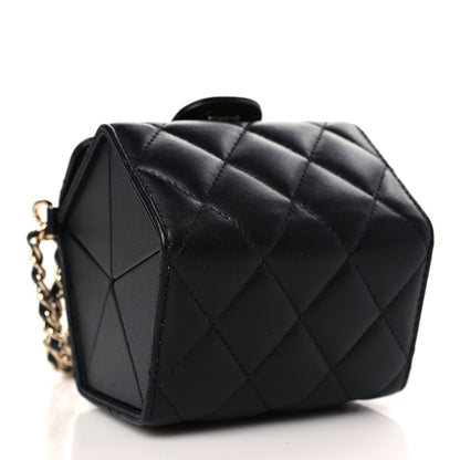 Chanel Lambskin Quilted Foldable Jewelry Box With Chain Black 5 of 11