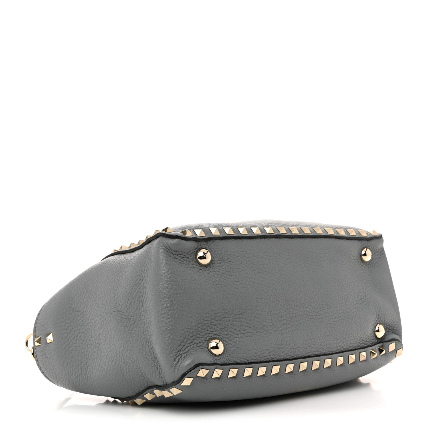 Valentino Garavani Pebbled Calfskin Small Rockstud Tote Light Stone 4 of 11