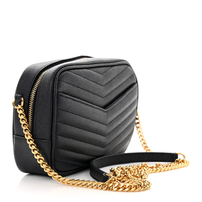 Saint Laurent Grain De Poudre Matelasse Monogram Mini Lou Camera Bag Black 3 of 11
