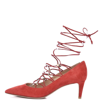 Valentino Garavani Suede Rockstud Gladiator Lace Up Pumps 36.5 Rosso Valentino 1 of 9