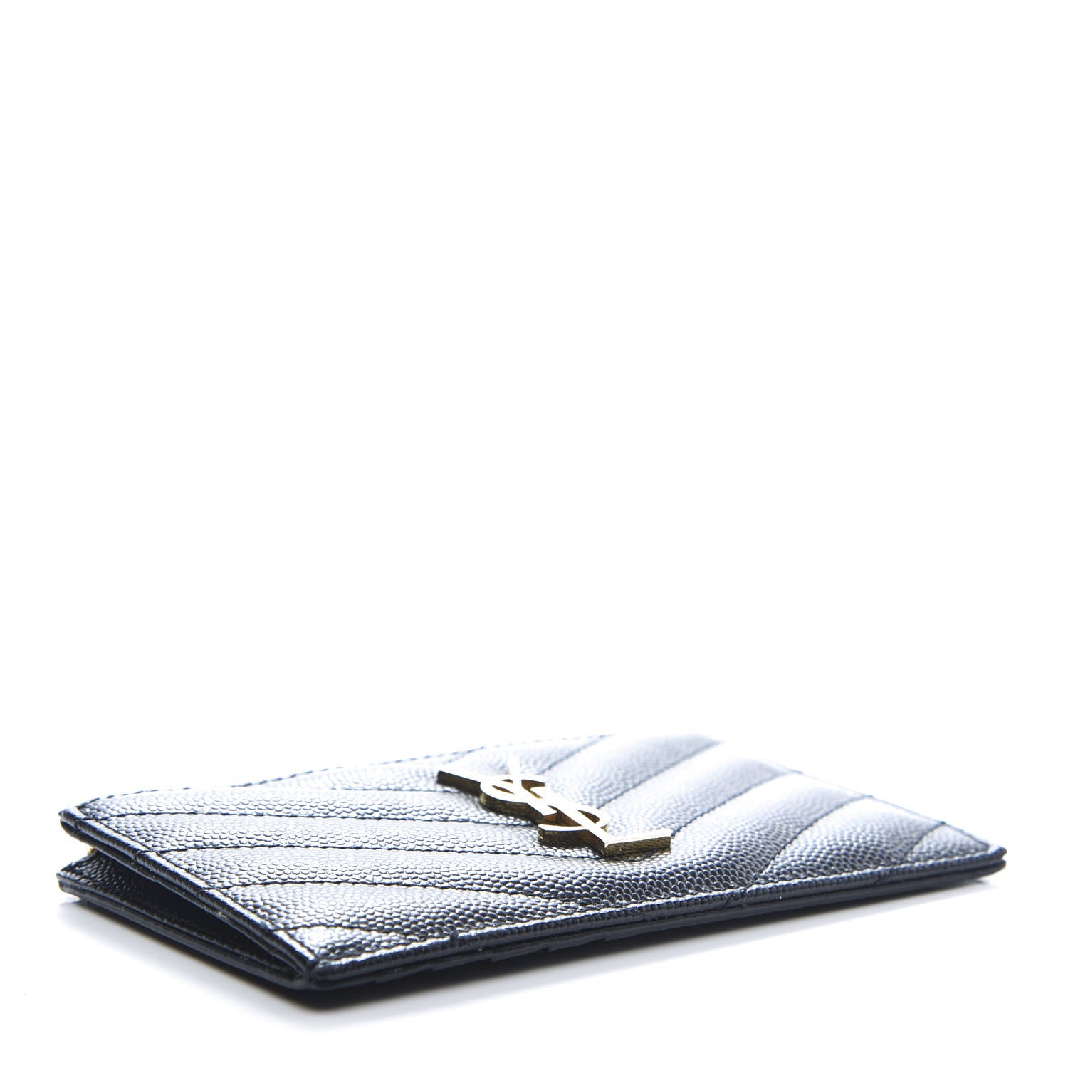 Saint Laurent Monogram Grain de Poudre 5 Fragments Zip Pouch Card Holder Black 4 of 11