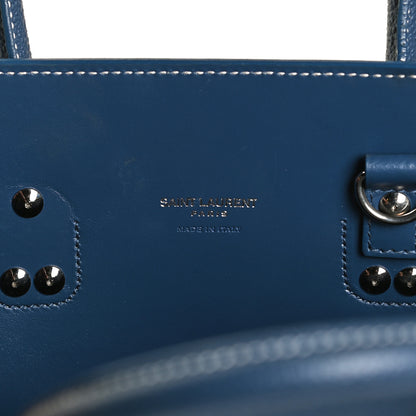 Saint Laurent Grained Calfskin Topstitch Baby Sac De Jour Denim 6 of 11