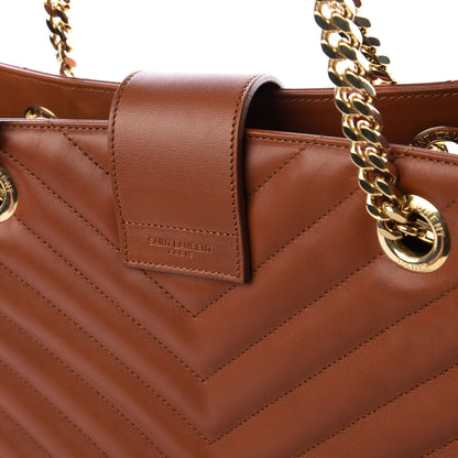 Saint Laurent Smooth Calfskin Matelasse Chevron Large Monogram Shopping Bag Brown 8 of 9