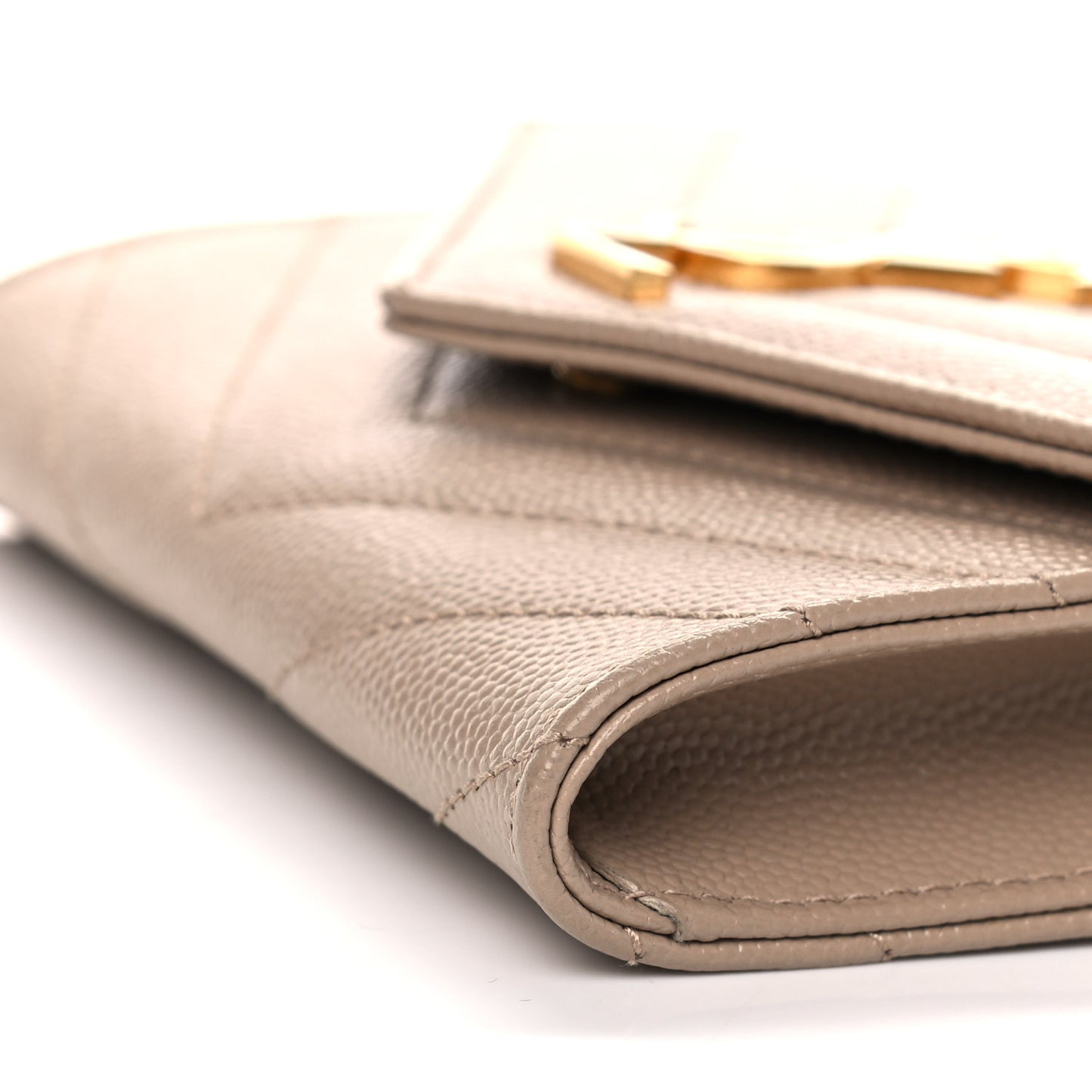 Grain De Poudre Matelasse Chevron Small Monogram Envelope Wallet Dark Beige