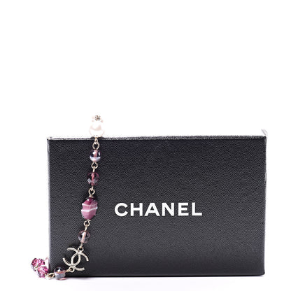 Chanel Pearl Beaded Enamel CC Long Necklace Gold Purple 5 of 5