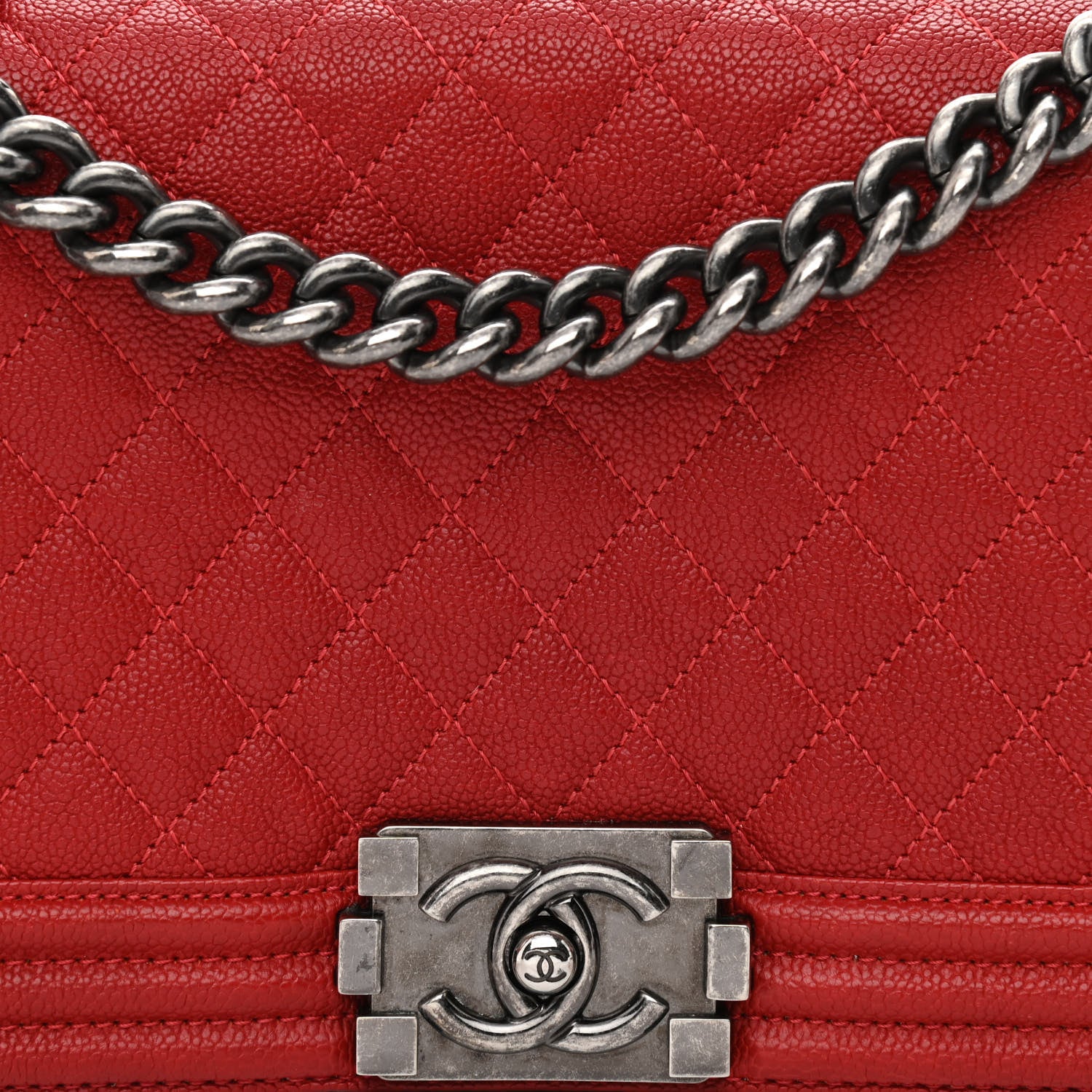 Chanel Caviar Quilted Medium Boy Flap Red 8 of 11