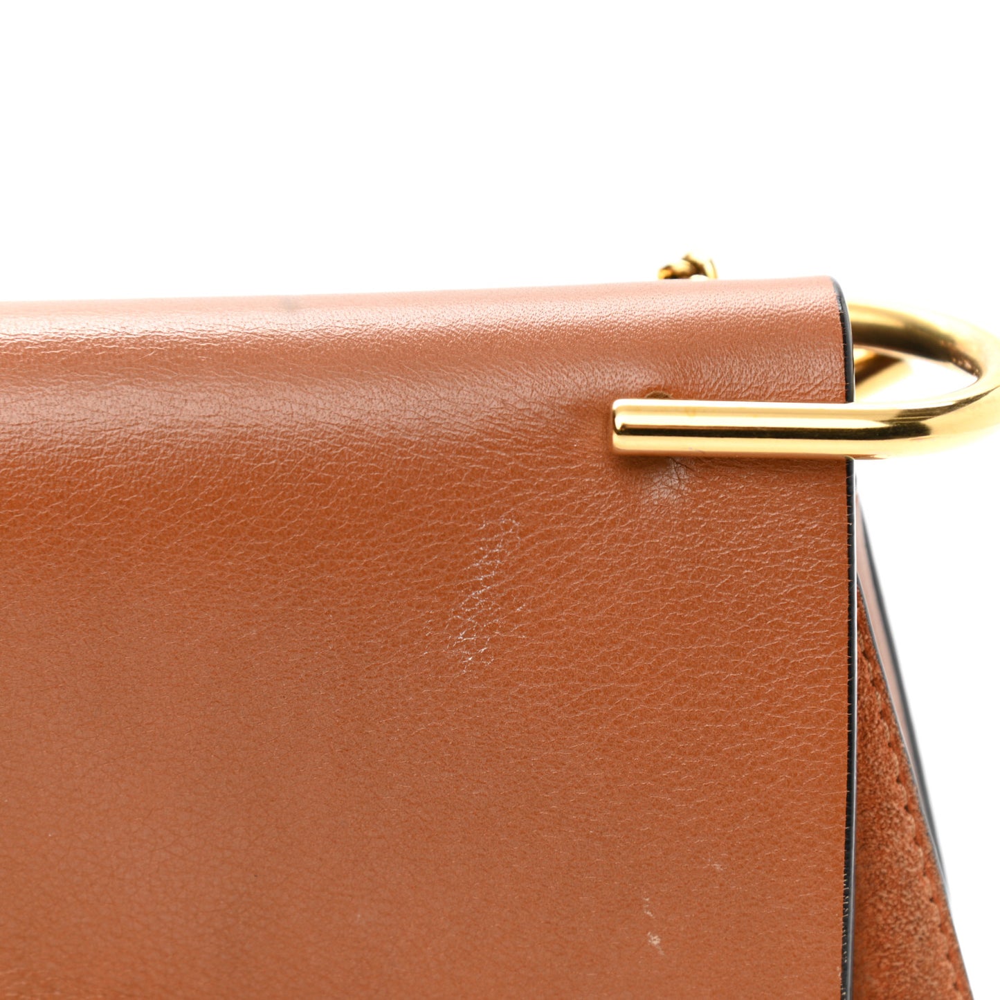 Calfskin Suede Rainbow Patchwork Drew Shoulder Bag Caramel